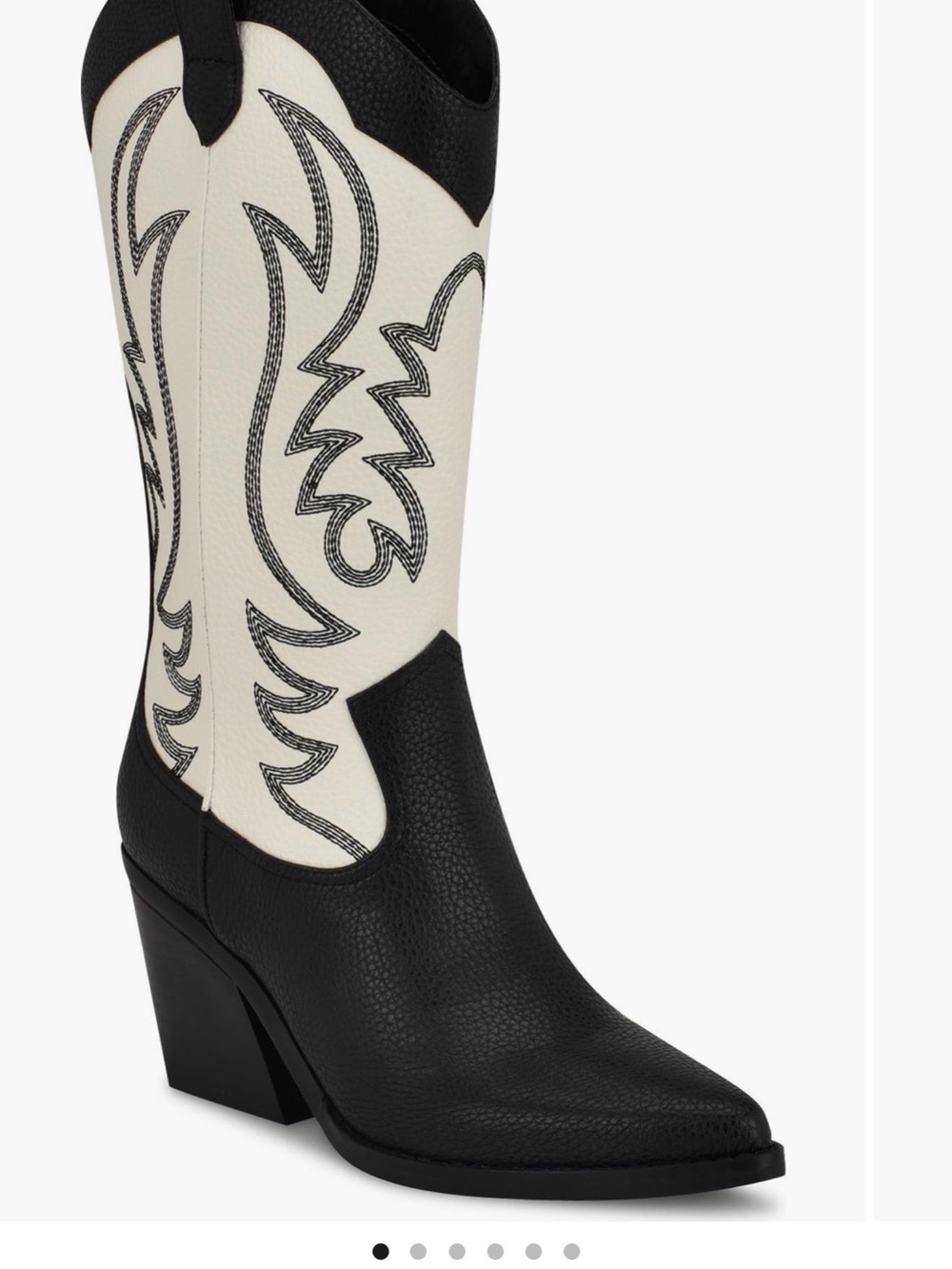 Classic Two-Tone Women's Western Boot - Black & Cream Size 8.5
